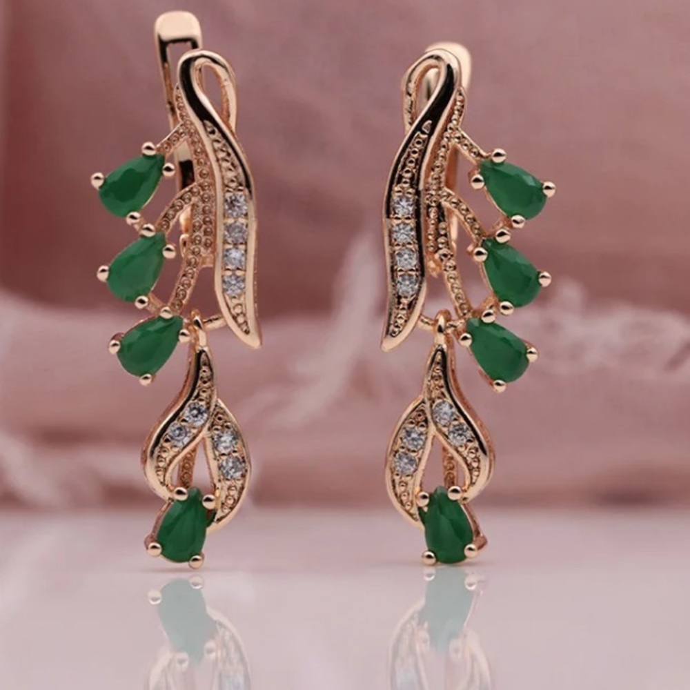 🌟 Gold Plated Emerald Earrings